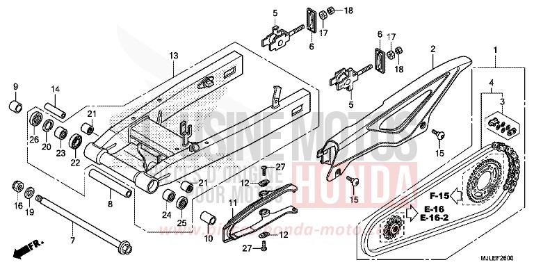 SWINGARM for NC700S Dual Cluth ABS MAT PEARL GLARE WHITE (NHB54) from 2014